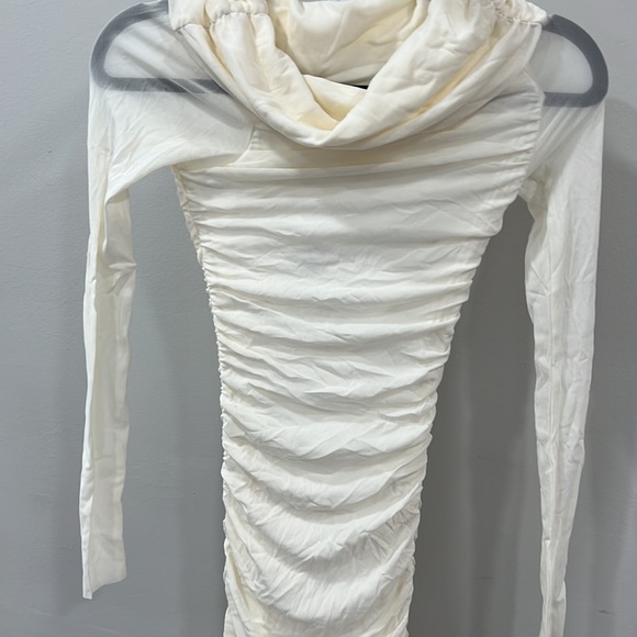 BUMPSUIT Off The Shoulder Mesh Dress in White - Picture 6 of 11